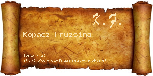 Kopacz Fruzsina névjegykártya